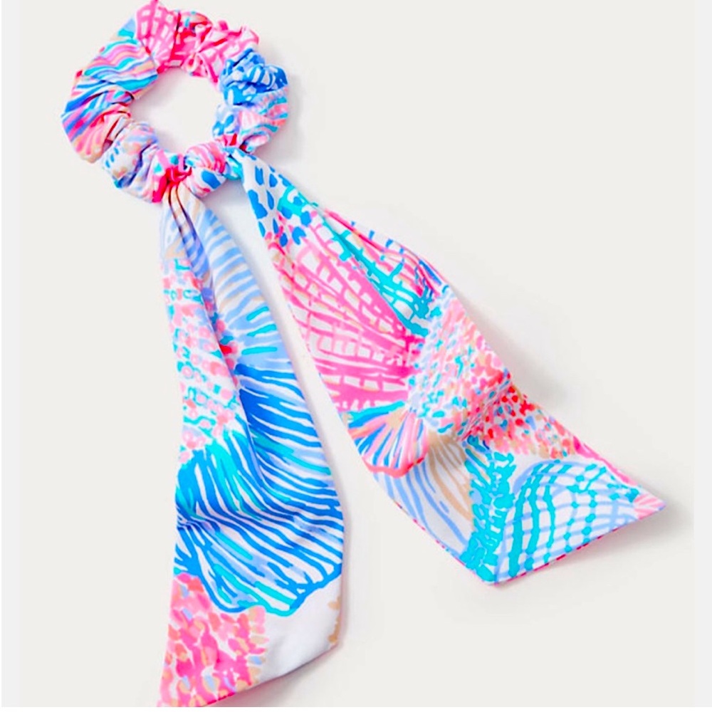 Lilly Pulitzer Pink and Blue Ribbon Scrunchie